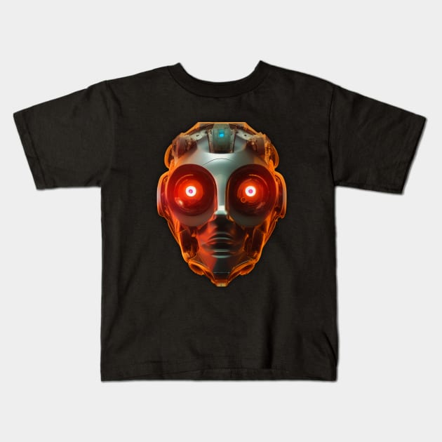 Futuristic Cyborg Orange Kids T-Shirt by PNPTees